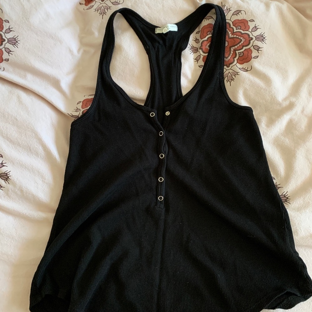 Truly Madly Deeply Black Tank w/ Buttons